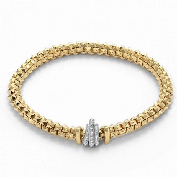 Fope Flex'It Wild Rose 18ct Yellow Gold 0.33ct Diamond Size M Bracelet