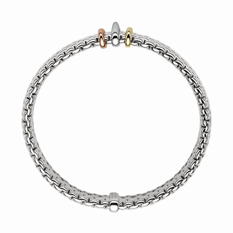 Fope Panorama 18ct White Gold Mixed Rondelle Bracelet