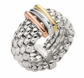 Fope Panorama 18ct White Gold Mixed Rondelle Flexible Ring