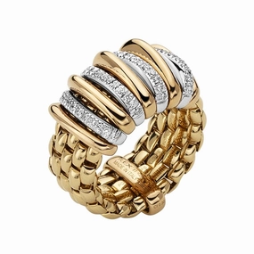 Fope Panorama 18ct Yellow Gold 0.30ct Diamond Rondelle Ring
