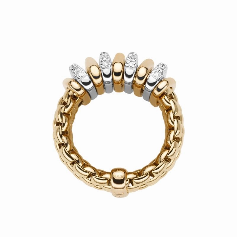 Fope Panorama 18ct Yellow Gold 0.30ct Diamond Rondelle Ring