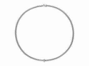 Fope Solo 18ct White Gold 0.01ct Diamond 50cm Necklace