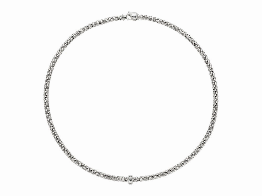Fope Solo 18ct White Gold 0.01ct Diamond 50cm Necklace