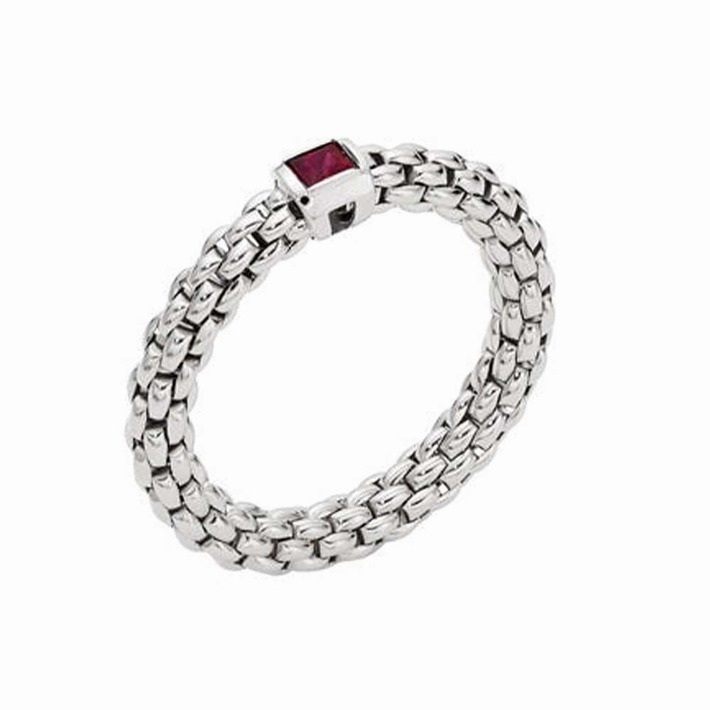 Fope Souls 18ct White Gold Ruby Flexible Ring