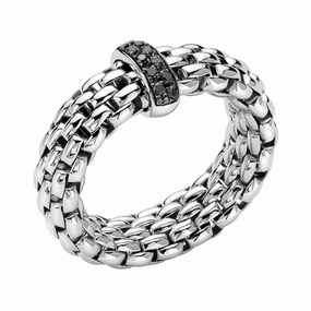 Fope Vendome 18ct White Gold 0.11ct Black Diamond Ring