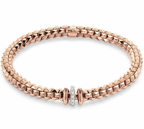 Fope Wild Rose 18ct Rose Gold 0.10ct Diamond Bracelet