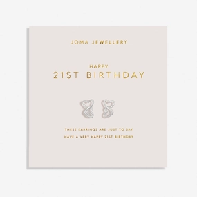 Forever Yours Happy 21st Birthday Silver Plated Earrings 7512