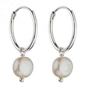 Freshwater Pearl Assembled Hoop Earrings E6015W
