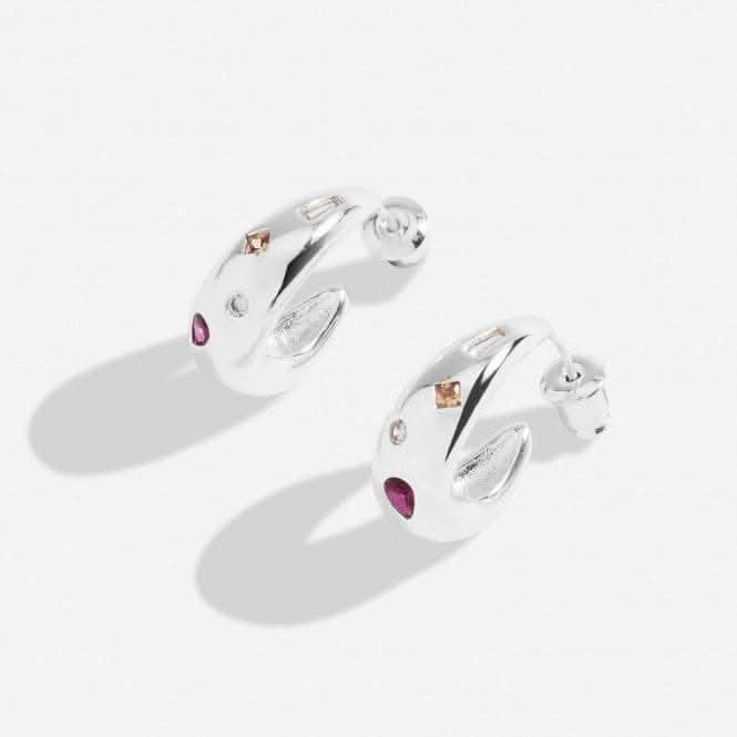 Gem Glow Gem Cluster Silver Plated Hoop Earrings 7185