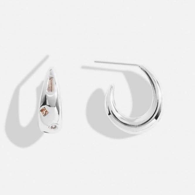 Gem Glow Gem Cluster Silver Plated Hoop Earrings 7185