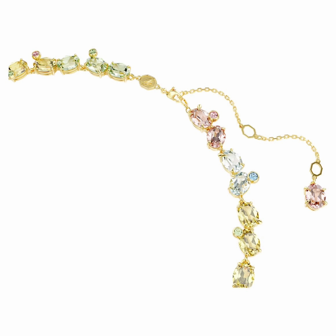 Gema Multicoloured Mixed Cuts Gold Tennis Necklace