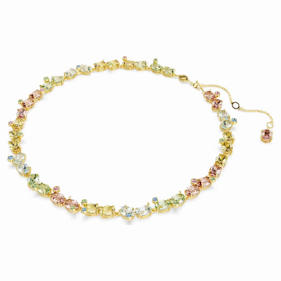 Gema Multicoloured Mixed Cuts Gold Tennis Necklace