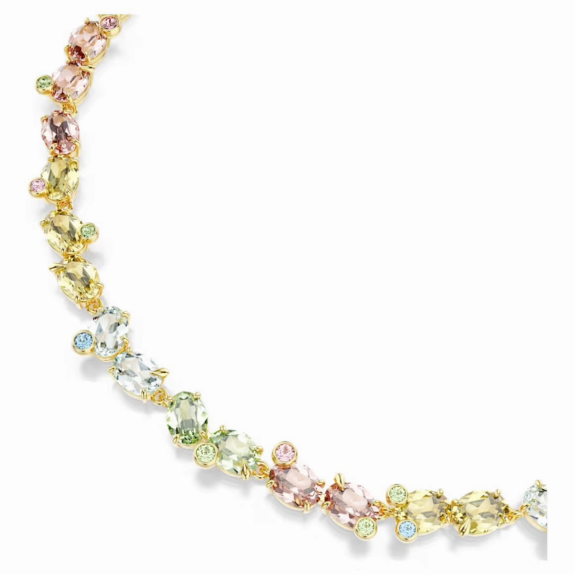 Gema Multicoloured Mixed Cuts Gold Tennis Necklace