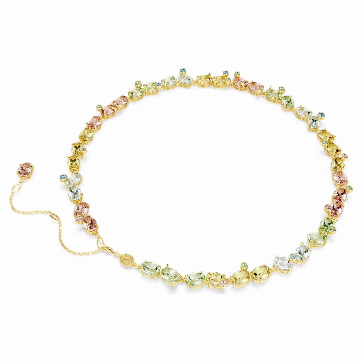 Gema Multicoloured Mixed Cuts Gold Tennis Necklace