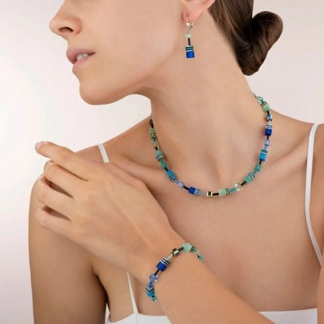 GeoCUBE Blue-Green Necklace 2838/10-0705