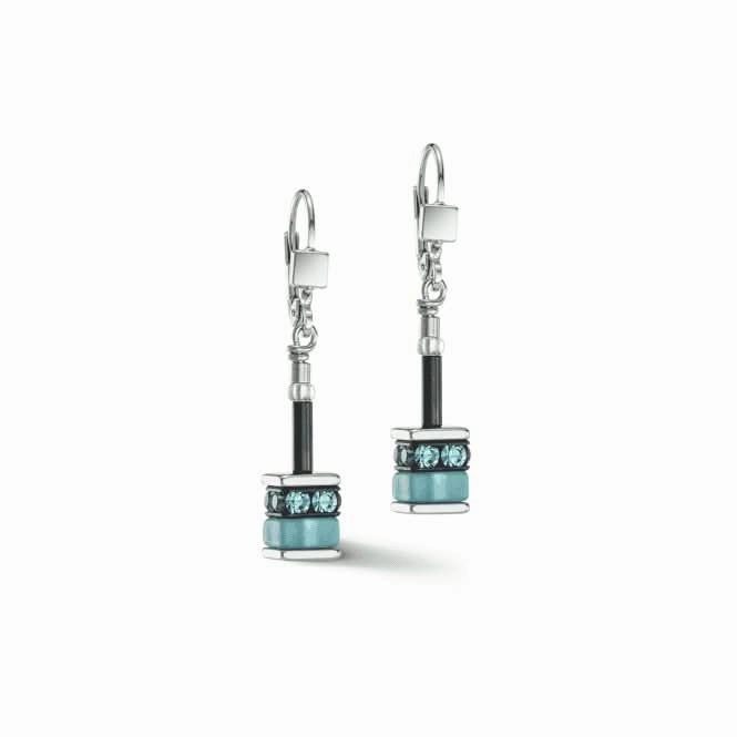 GeoCUBE Classic Aqua-Brown Earrings 4409/20-2011