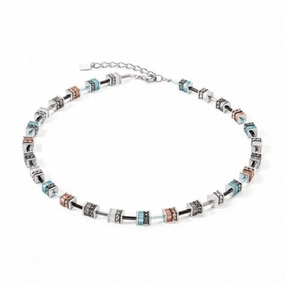 GeoCUBE Classic Aqua-Brown Necklace 4409/10-2011