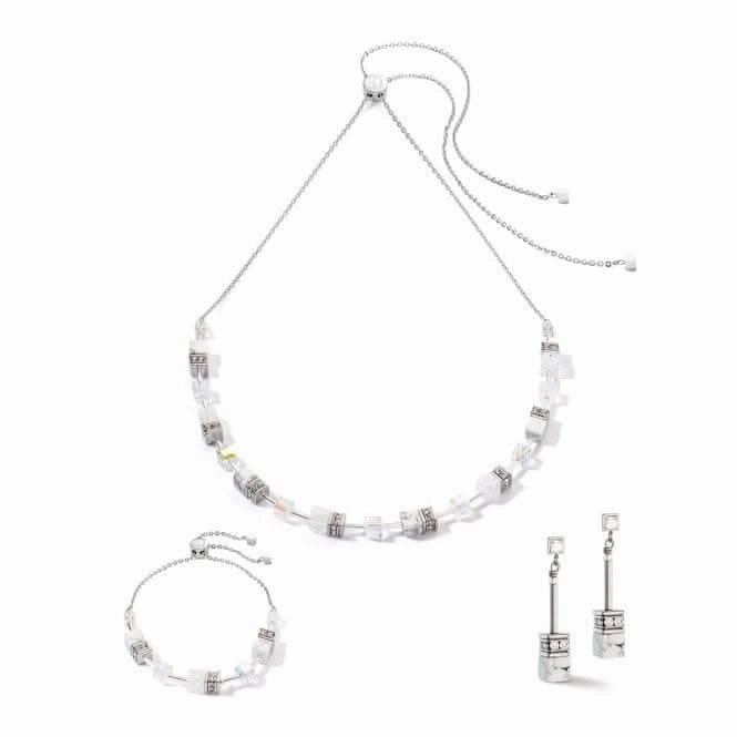 GeoCUBE Iconic Nature White Chain Earrings 3035/21-1400