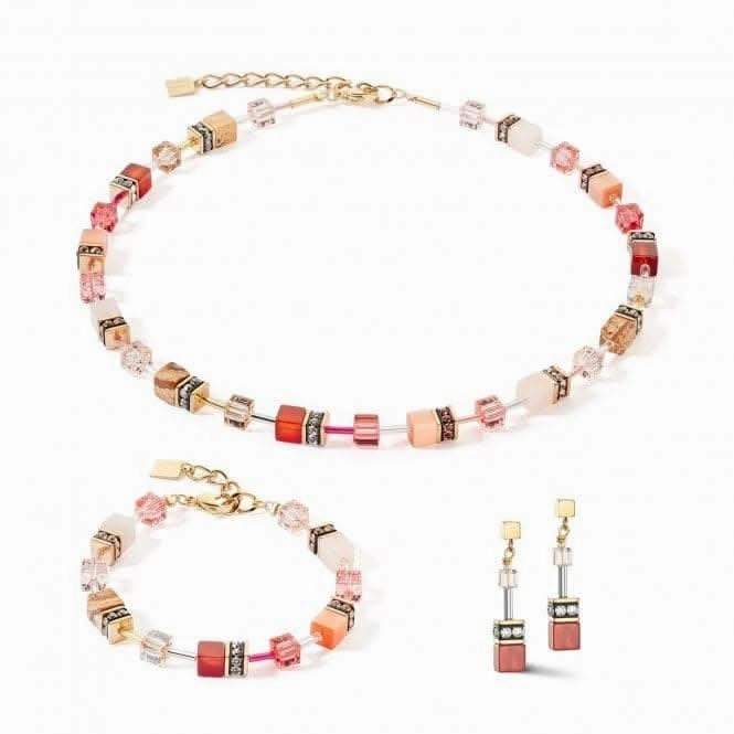 GeoCUBE Iconic Precious Red-Beige Necklace 4905/10-0310