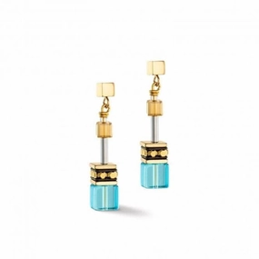 GeoCUBE Iconic Turquoise-Gold Earrings 2838/21-0616