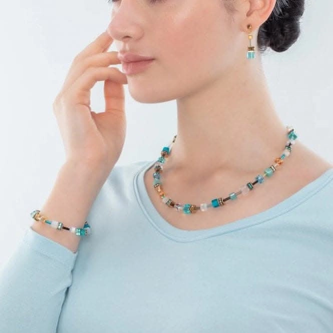GeoCUBE Iconic Turquoise-Gold Necklace 2838/10-0616