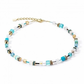 GeoCUBE Iconic Turquoise-Gold Necklace 2838/10-0616