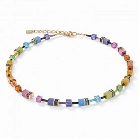 GeoCUBE Multicolour Rainbow Gold Necklace 2838/10-1573