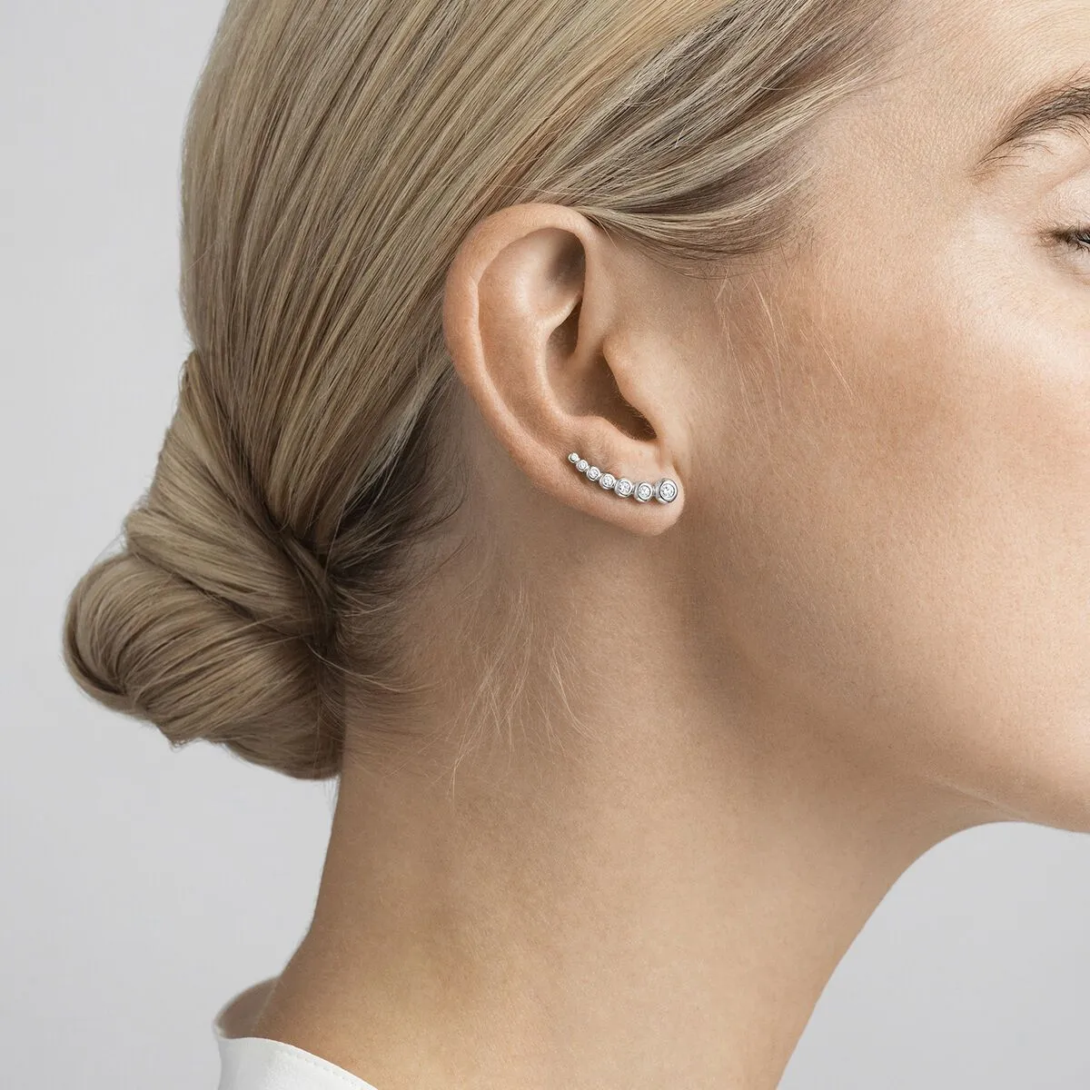 Georg Jensen Aurora 18ct White Gold 0.26ct Diamond Climber Earrings D