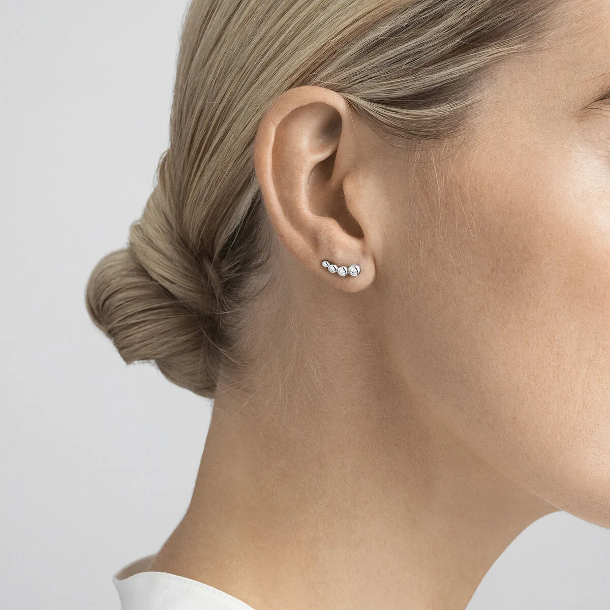 Georg Jensen Aurora 18ct White Gold Diamond Climber Earrings D