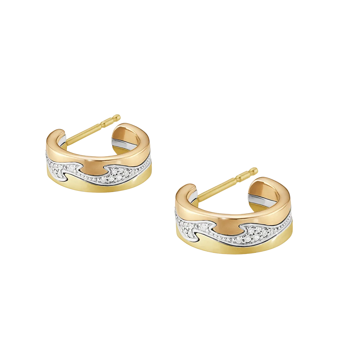 Georg Jensen Fusion 18ct Gold Diamond Small Open Hoop Earrings