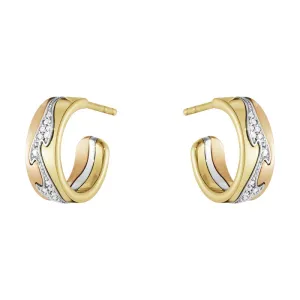 Georg Jensen Fusion 18ct Gold Diamond Small Open Hoop Earrings