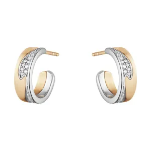 Georg Jensen Fusion 18ct Rose Gold Diamond Small Open Hoop Earrings