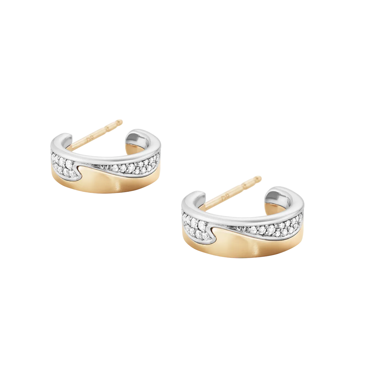 Georg Jensen Fusion 18ct Rose Gold Diamond Small Open Hoop Earrings
