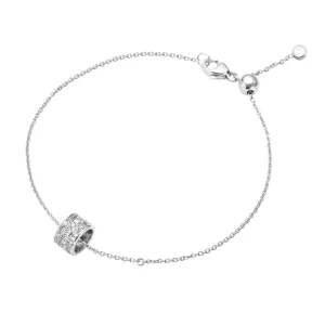 Georg Jensen Fusion 18ct White Gold Diamond Pave Adjustable Bracelet