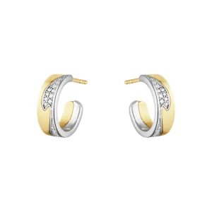 Georg Jensen Fusion 18ct Yellow White Gold 0.18ct Diamond Hoop Earrings