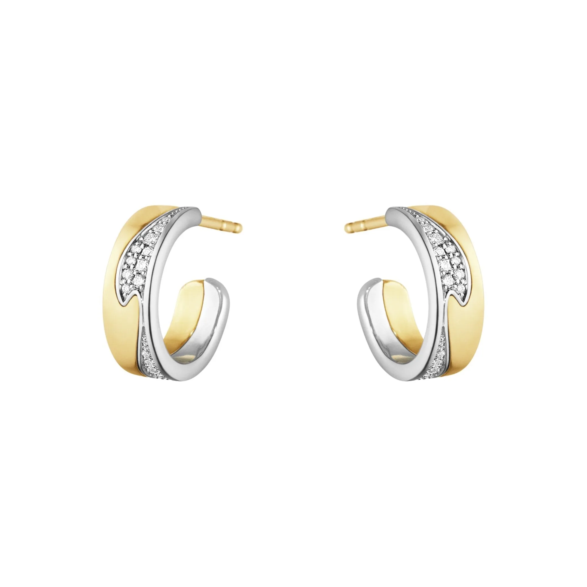 Georg Jensen Fusion 18ct Yellow White Gold 0.18ct Diamond Hoop Earrings