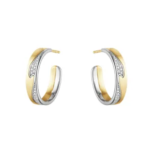 Georg Jensen Fusion 18ct Yellow White Gold 0.21ct Diamond Large Hoop Earrings D