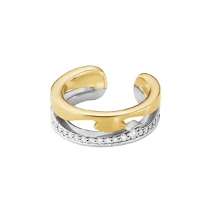 Georg Jensen Fusion 18ct Yellow White Gold Diamond Pave Single Ear Cuff Earring