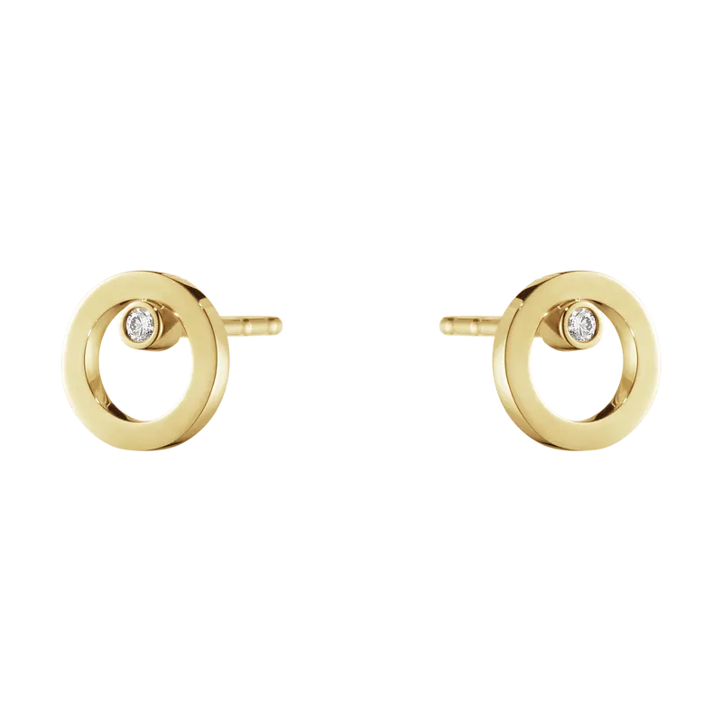 Georg Jensen Halo 18ct Yellow Gold 0.03ct Diamond Stud Earrings D