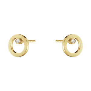 Georg Jensen Halo 18ct Yellow Gold 0.03ct Diamond Stud Earrings D