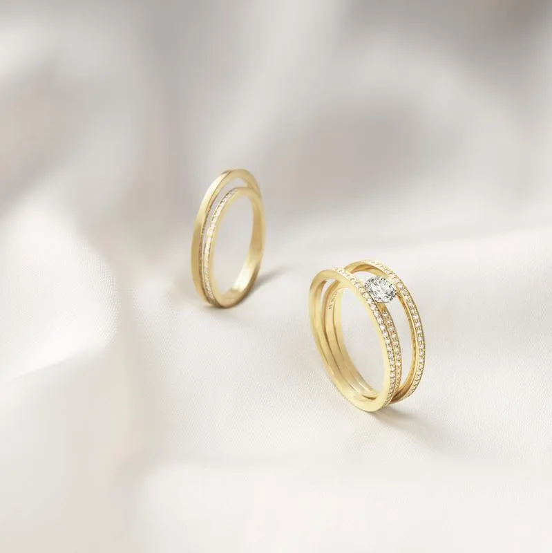 Georg Jensen Halo 18ct Yellow Gold 0.18ct Diamond Ring