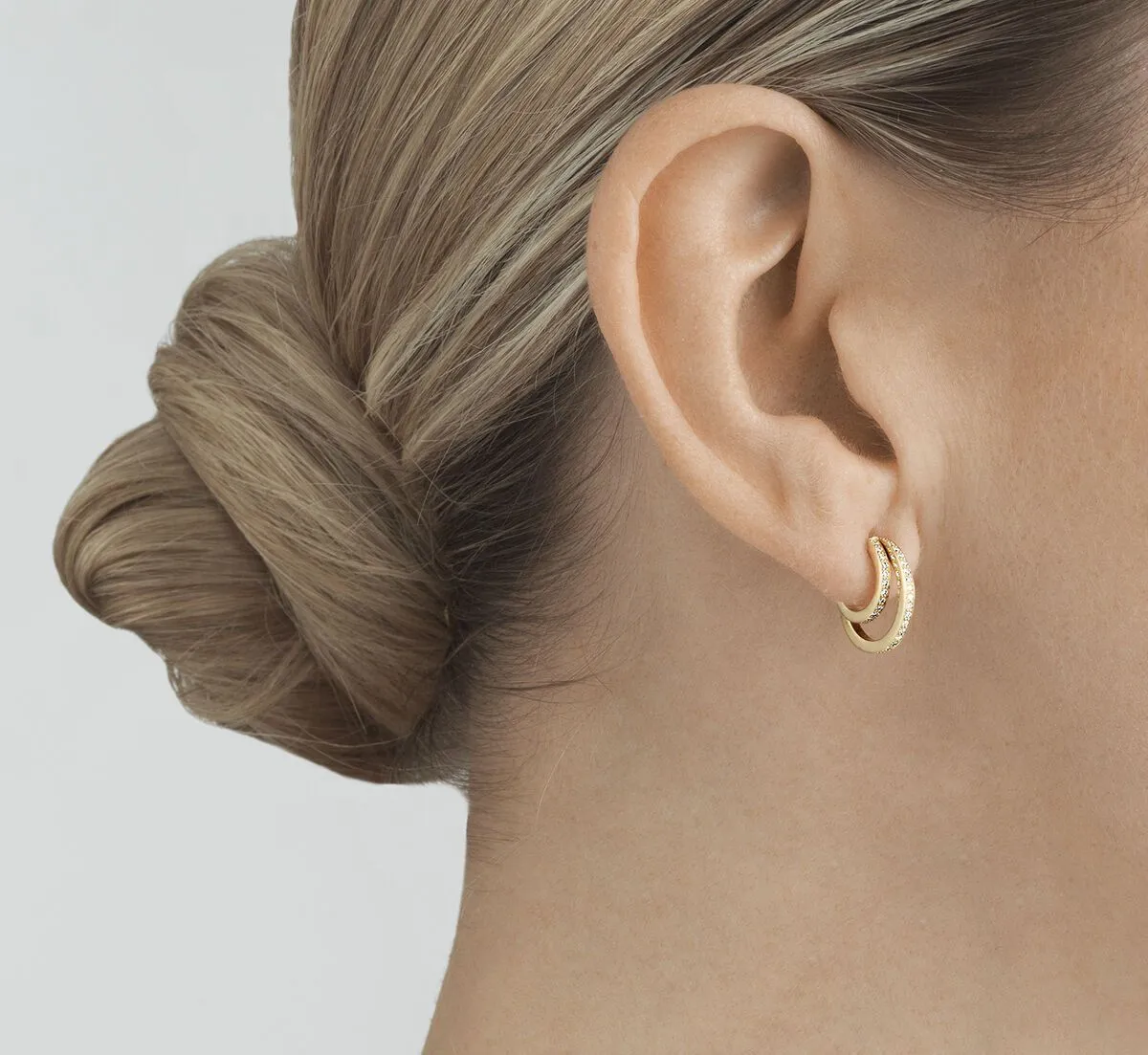 Georg Jensen Halo 18ct Yellow Gold 0.56ct Diamond Double Hoop Earrings