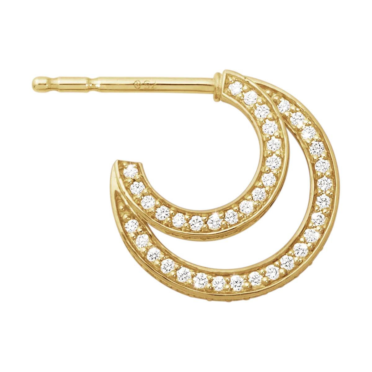 Georg Jensen Halo 18ct Yellow Gold 0.56ct Diamond Double Hoop Earrings