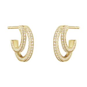 Georg Jensen Halo 18ct Yellow Gold 0.56ct Diamond Double Hoop Earrings