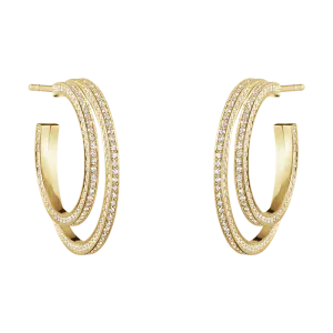 Georg Jensen Halo 18ct Yellow Gold 1.24ct Diamond Hoop Earrings D