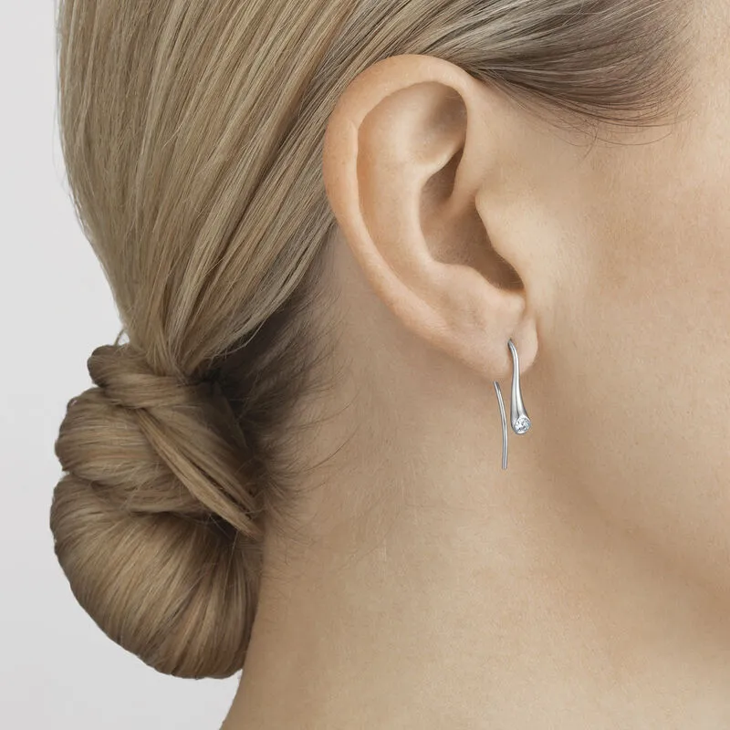 Georg Jensen Magic 18ct White Gold Diamond Hook Earrings