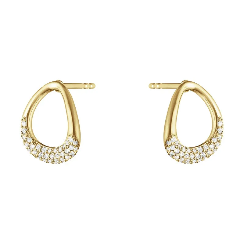 Georg Jensen Offspring 18ct Yellow Gold Diamond Pave Earrings D