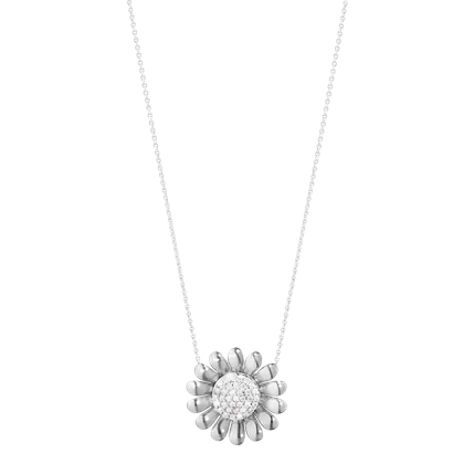 Georg Jensen Sunflower Sterling Silver Diamond Pendant