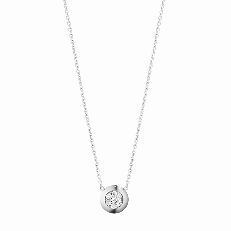 Georg Jensen Aurora 18ct White Gold 0.10ct Diamond Pave Necklace