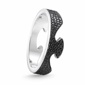 Georg Jensen Fusion 18ct White Gold Black Diamond End Ring D